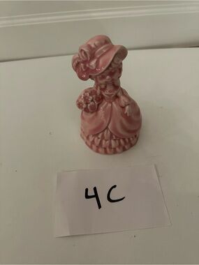 Pink Ceramic Lady Figurine Decorative Home Art - Unbranded